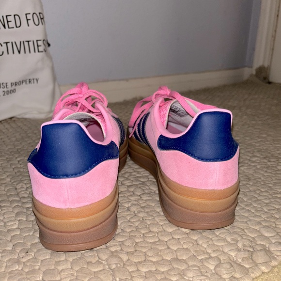 Adidas Gazelle Platform Pink and Navy Sneakers - Picture 5 of 11